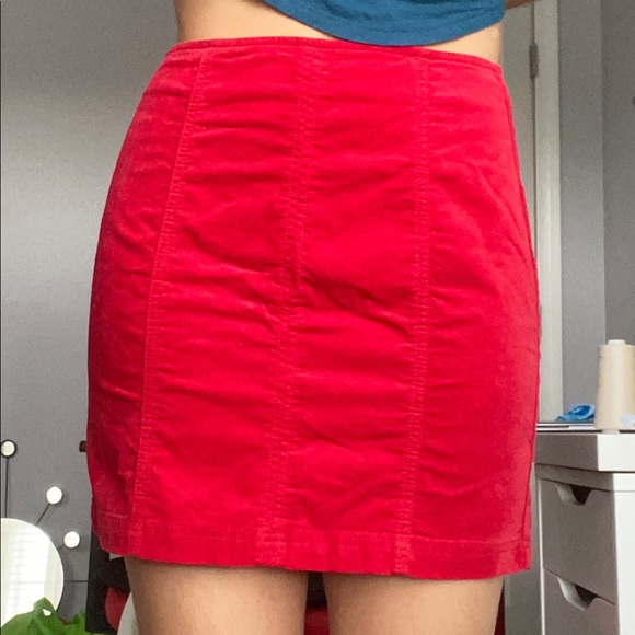 Pacsun Red Corduroy Paneled Bodycon Skirt - Picture 1 of 4